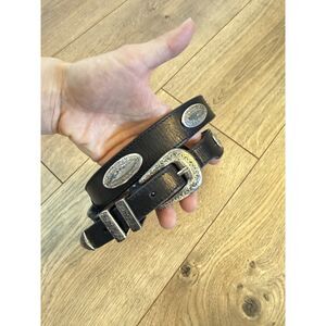 LADY CANTERBURY vintage vt western silver concho black leather belt medallion